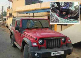 कांग्रेस युवा नेते निखिल सुरमवार यांची गाडी फोडली
